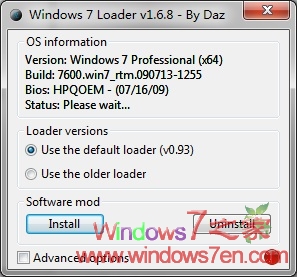 Windows7 Loader V1.6.8 By Daz Win7激活利器