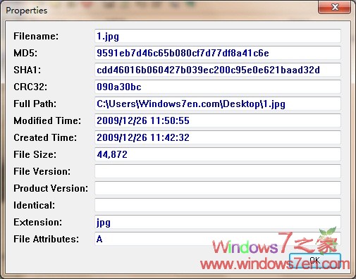 HashMyFiles 1.66英文版 MD5/SHA1值检验小软件