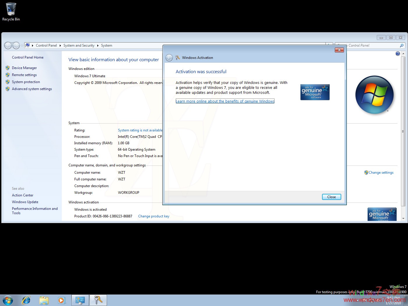 Windows7 7700.0.100122-1900 SP1已编译完成