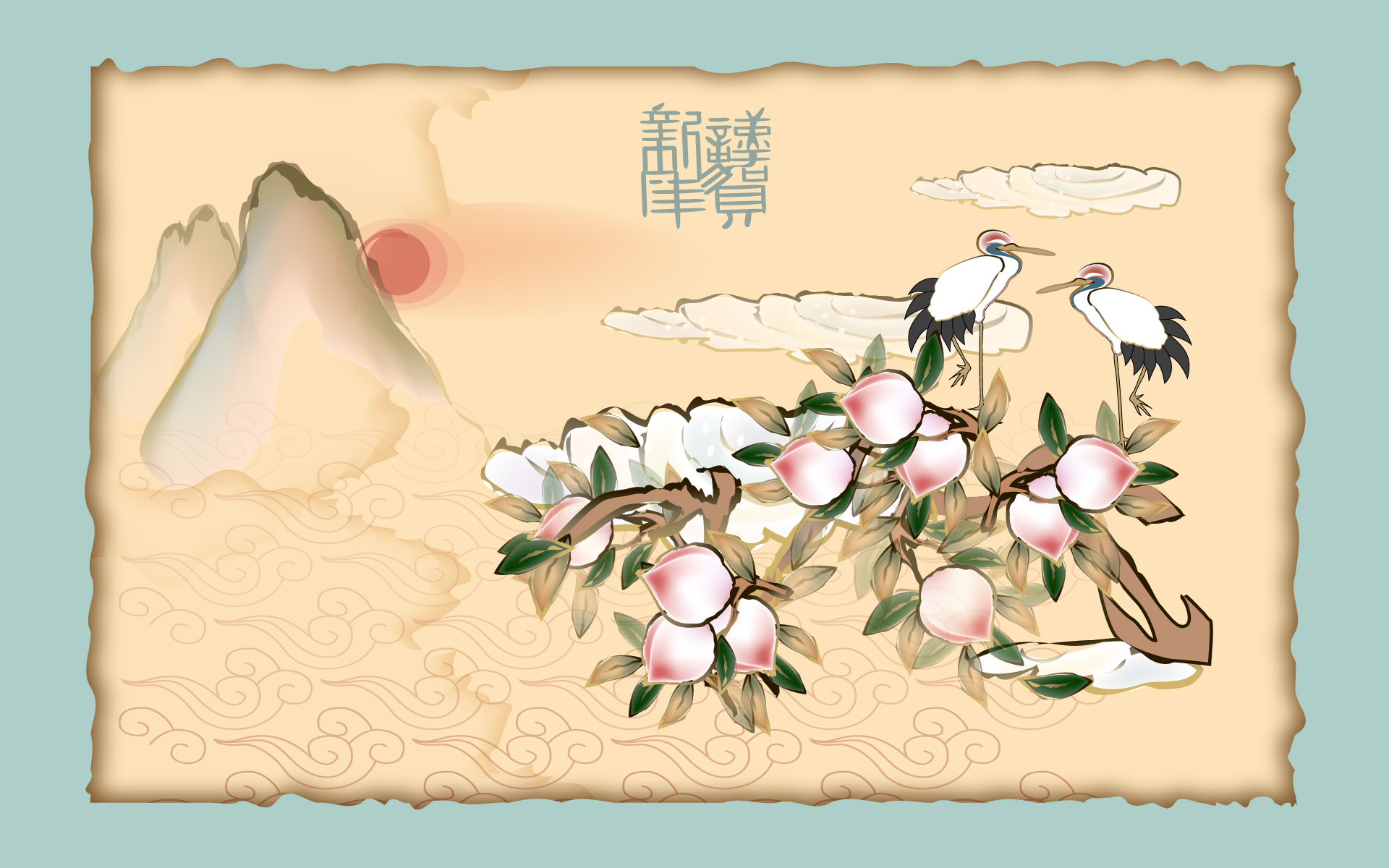 1920x1200高清壁纸：春节墨水画桌面壁纸