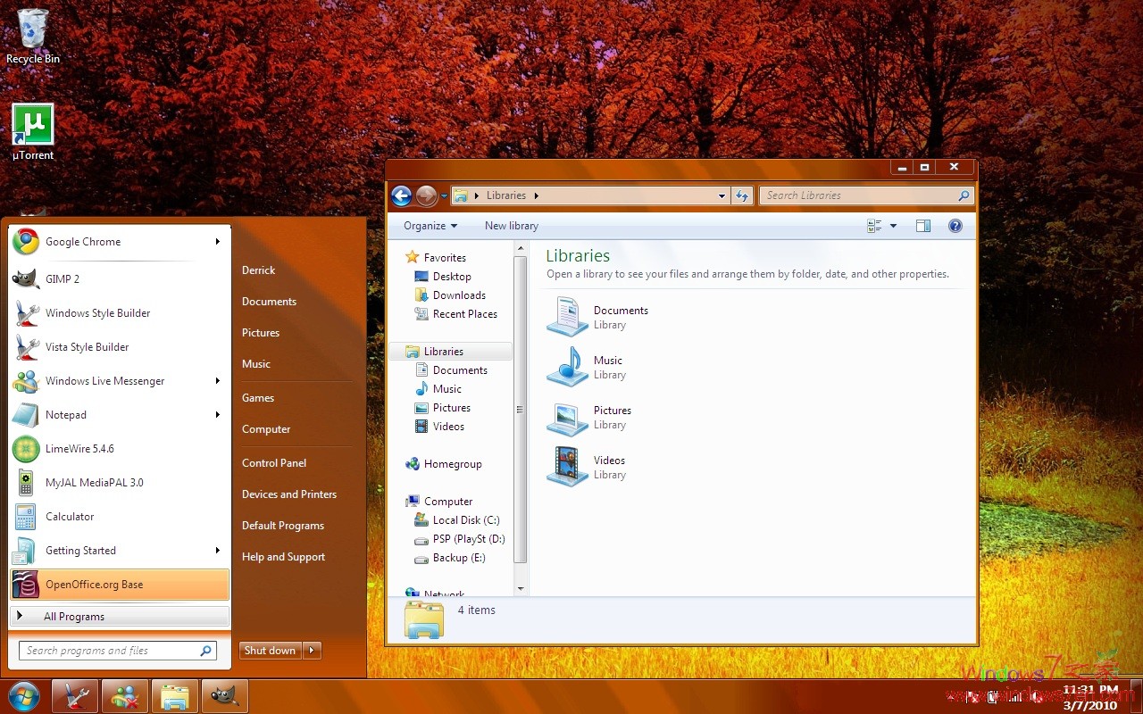 Win7经典主题之橙色Aero主题 by ~dpmm07