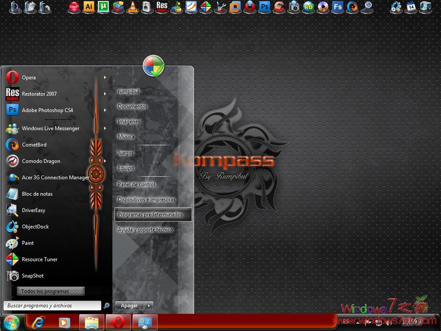 Windows7黑色主题Kompass - Windows 7 VS