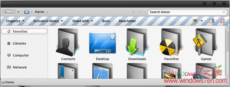 Windows7黑白简洁风格主题 Yuuga