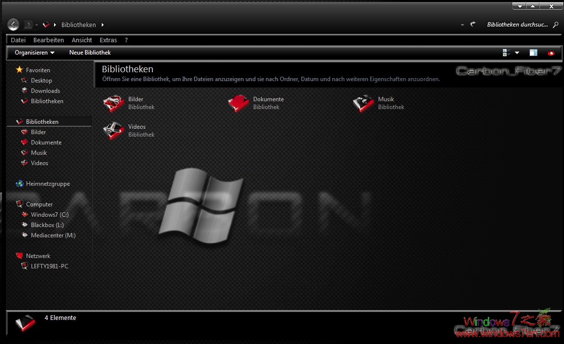 Windows7黑色主题Carbon_Fiber7 by ~lefty28