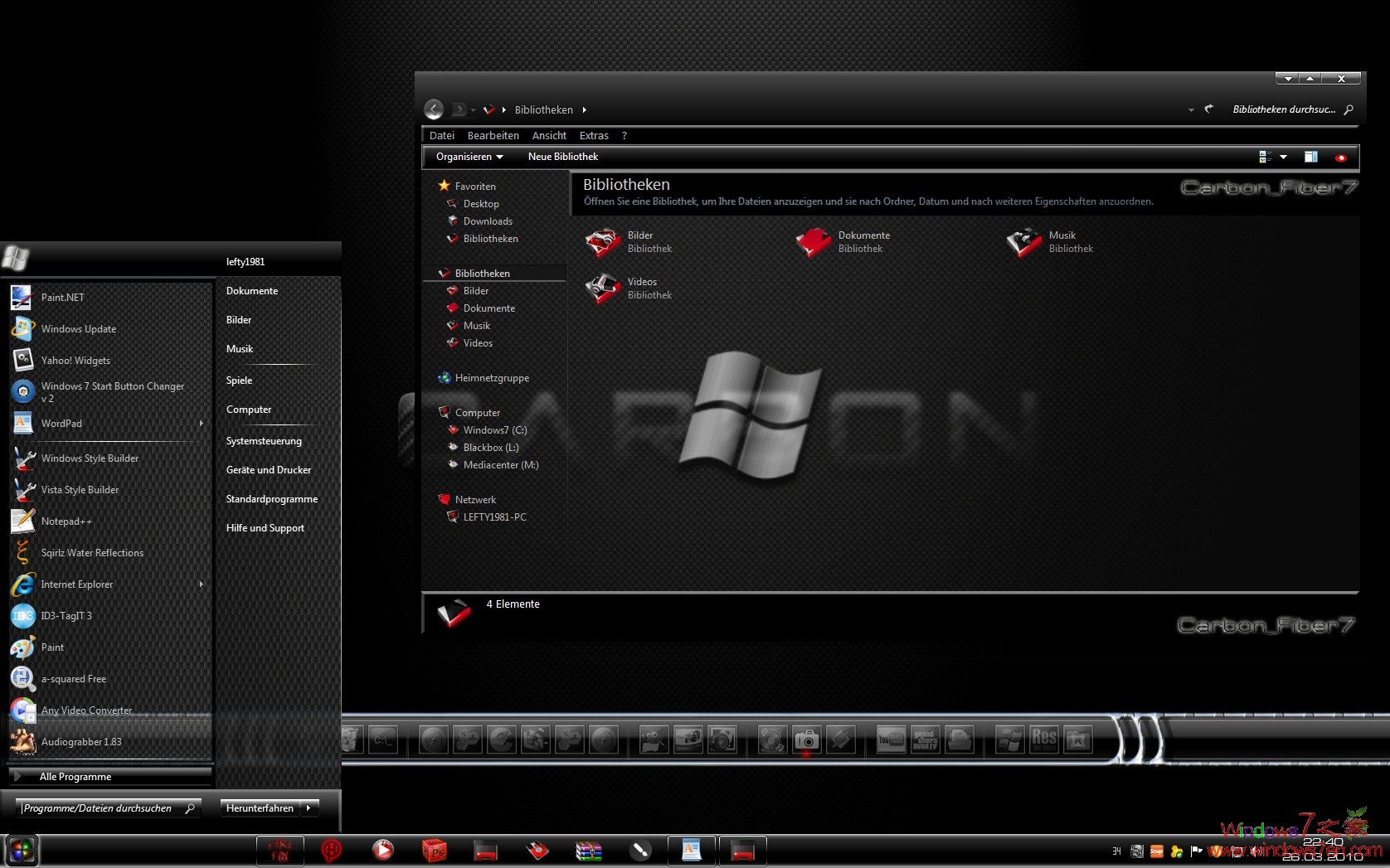Windows7黑色主题Carbon_Fiber7 by ~lefty28