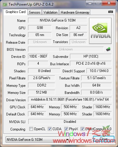 GPU-Z V0.4.2英文绿色版 优秀的显卡检测软件