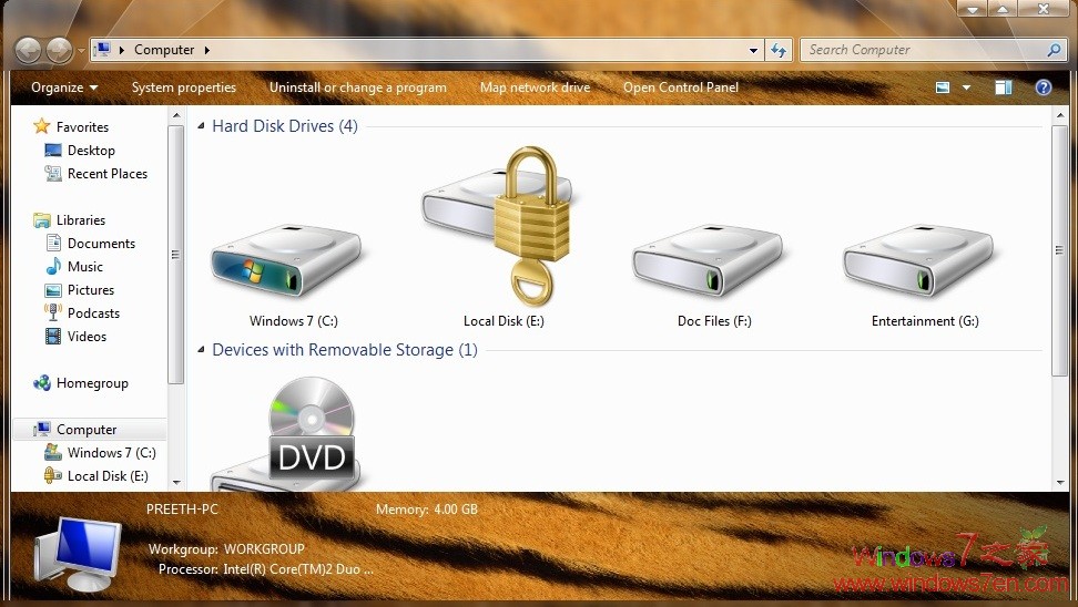Windows7极致透明主题 Win77 Tiger Shellstyle