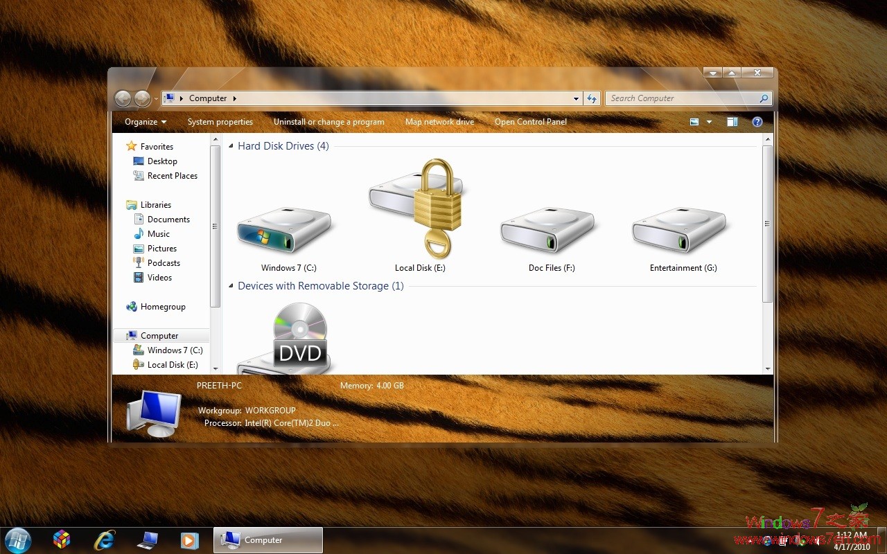 Windows7极致透明主题 Win77 Tiger Shellstyle