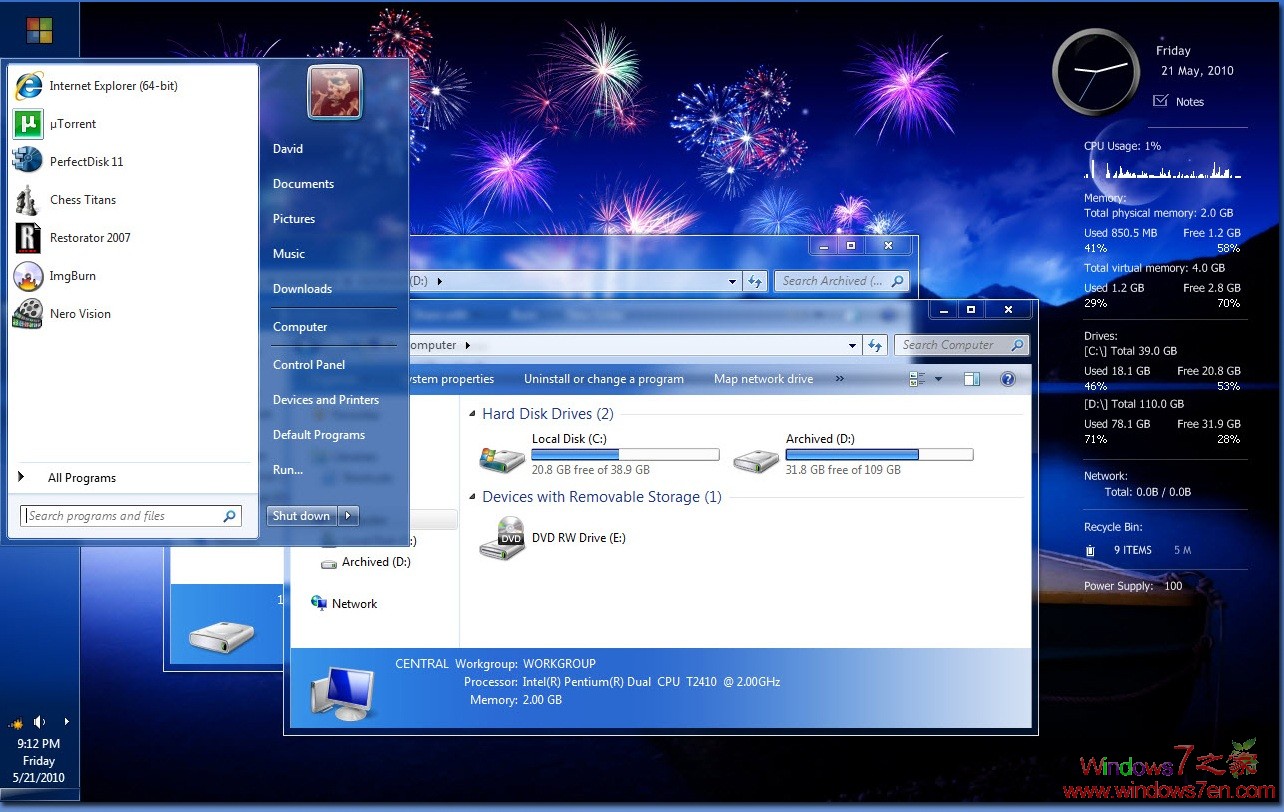 Windows7浅蓝色主题True Blue VS