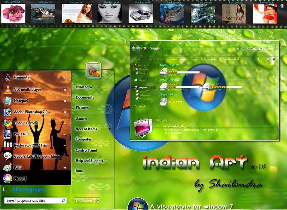 Windows7印度风格主题 indian art released