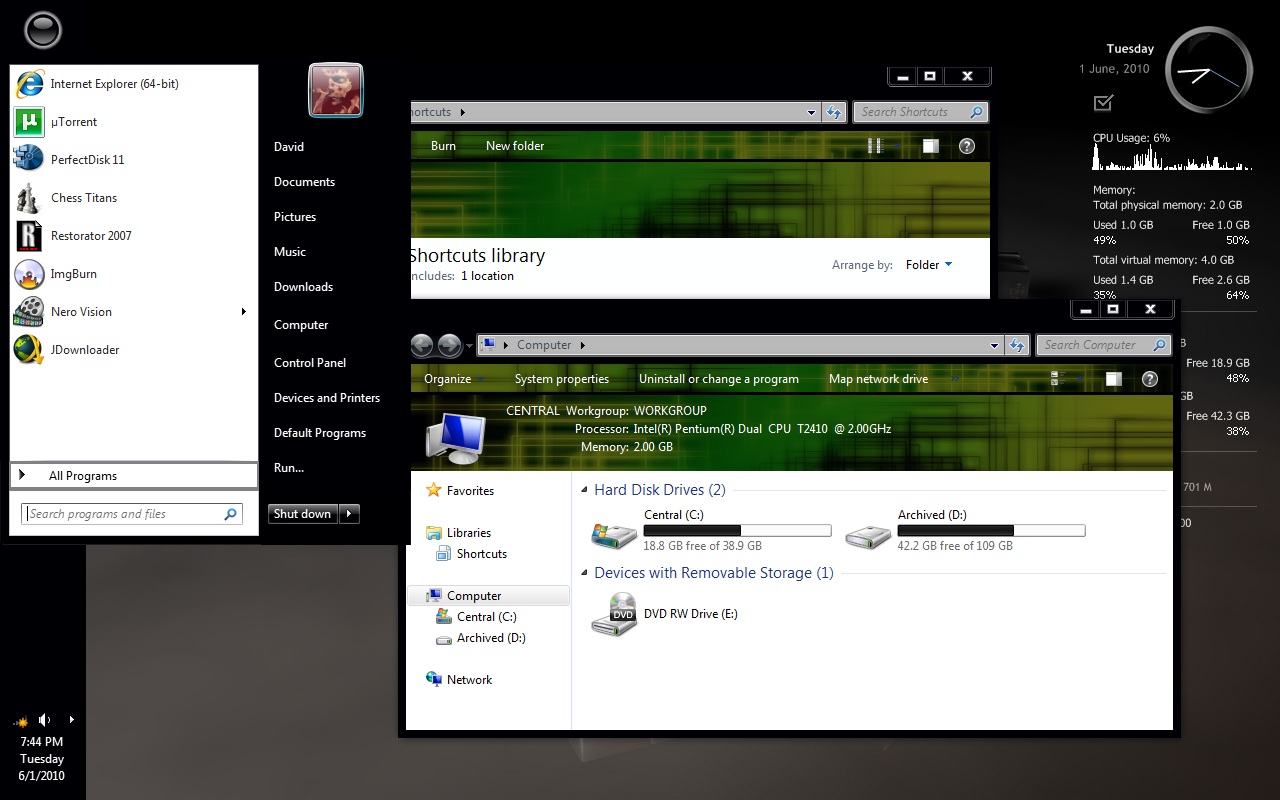 Windows7黑绿色主题Dark Green VS