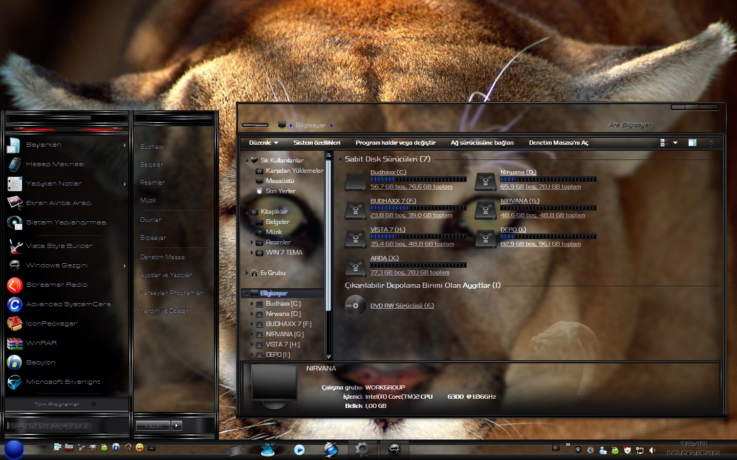 Windows7深色透明主题budhaxx windows 7 theme