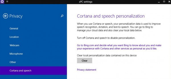 Win10系统.Cortana,可删除个性化数据